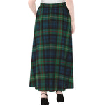 Irish Tartan Pattern Print Chiffon Maxi Skirt