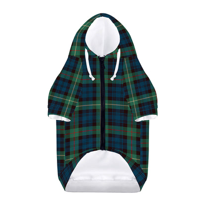 Irish Tartan Pattern Print Dog Zip Up Hoodie