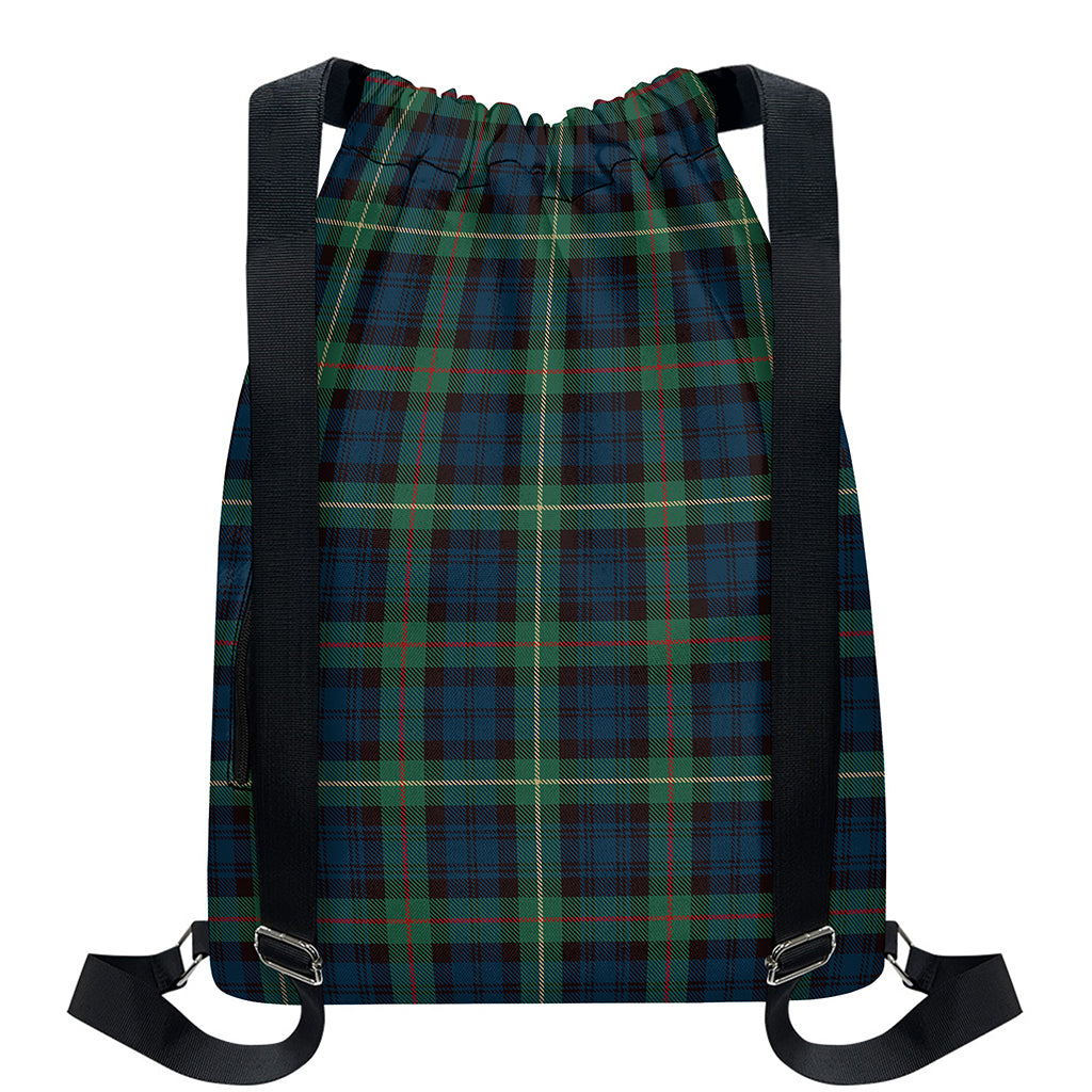 Irish Tartan Pattern Print Drawstring Backpack