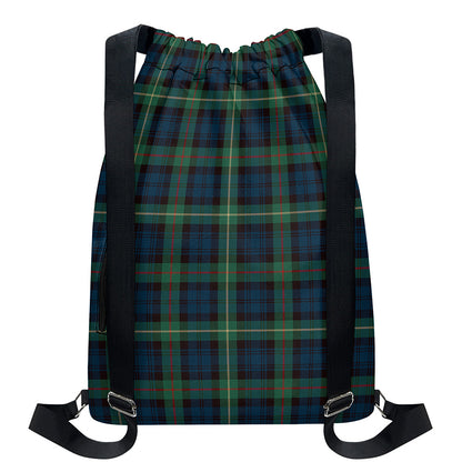 Irish Tartan Pattern Print Drawstring Backpack