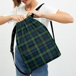 Irish Tartan Pattern Print Drawstring Backpack