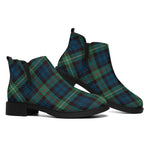 Irish Tartan Pattern Print Flat Ankle Boots