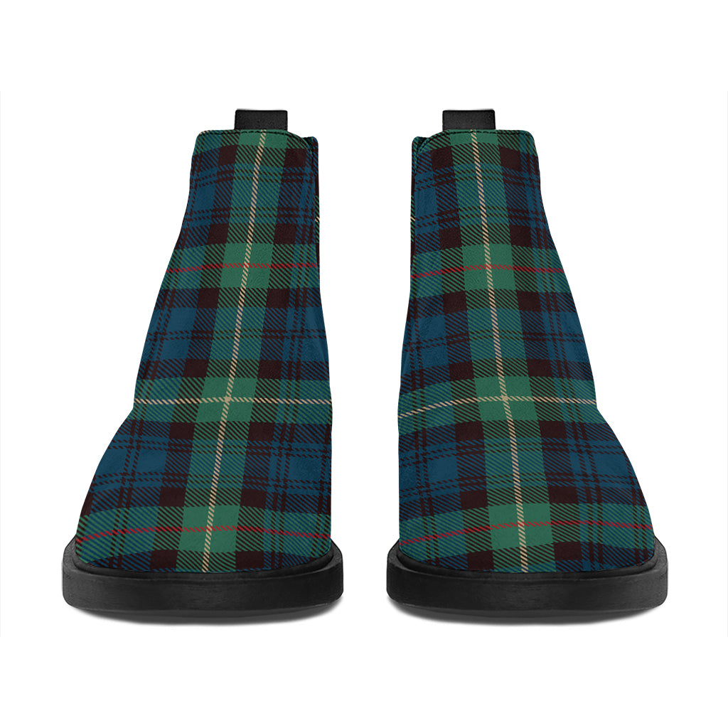 Irish Tartan Pattern Print Flat Ankle Boots