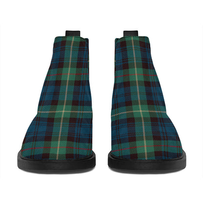 Irish Tartan Pattern Print Flat Ankle Boots