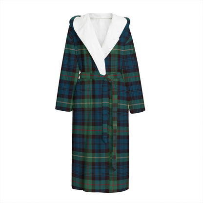 Irish Tartan Pattern Print Hooded Bathrobe
