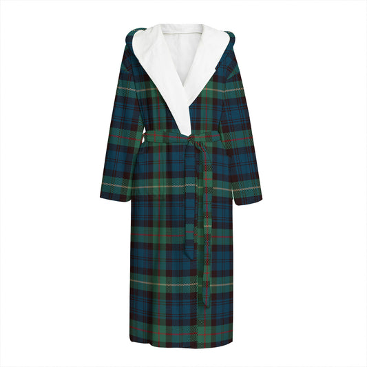 Irish Tartan Pattern Print Hooded Bathrobe