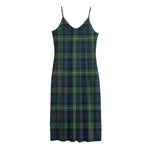 Irish Tartan Pattern Print Jersey Midi Cami Dress