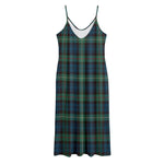 Irish Tartan Pattern Print Jersey Midi Cami Dress
