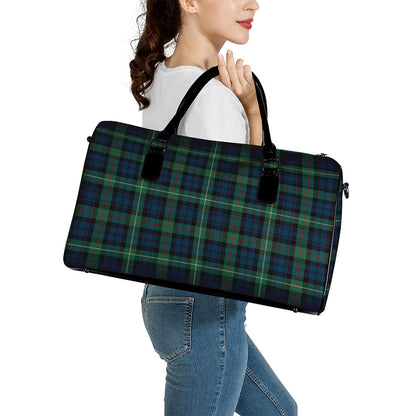 Irish Tartan Pattern Print Leather Duffle Bag
