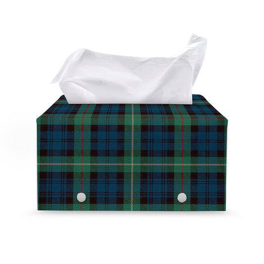 Irish Tartan Pattern Print Leather Tissue Box Cover