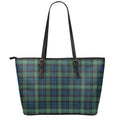 Irish Tartan Pattern Print Leather Tote Bag With Zipper