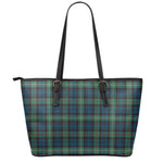 Irish Tartan Pattern Print Leather Tote Bag