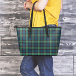 Irish Tartan Pattern Print Leather Tote Bag