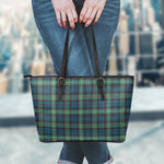 Irish Tartan Pattern Print Leather Tote Bag