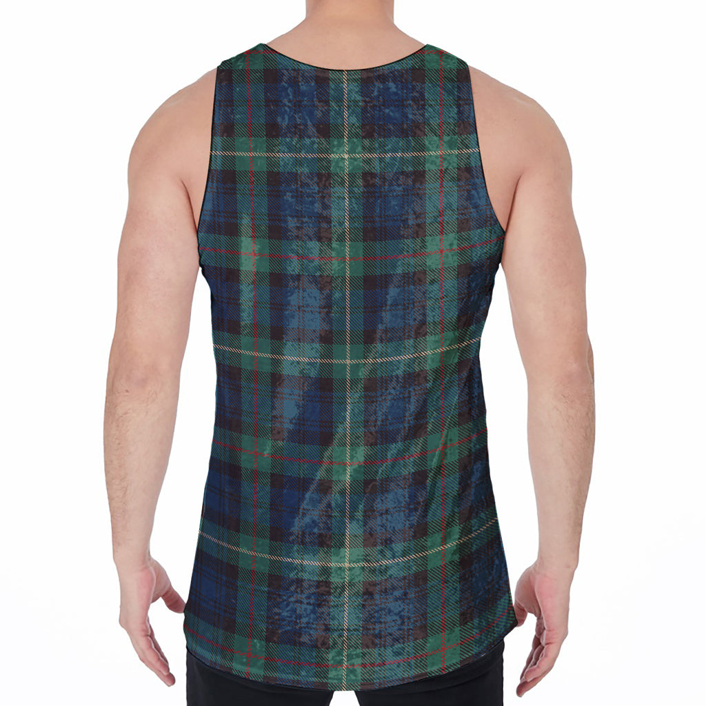 Irish Tartan Pattern Print Men's Velvet Tank Top