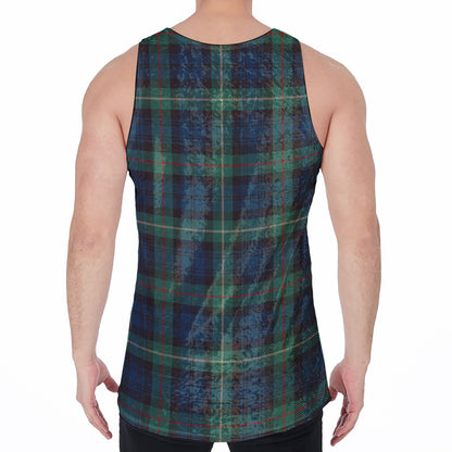 Irish Tartan Pattern Print Men's Velvet Tank Top