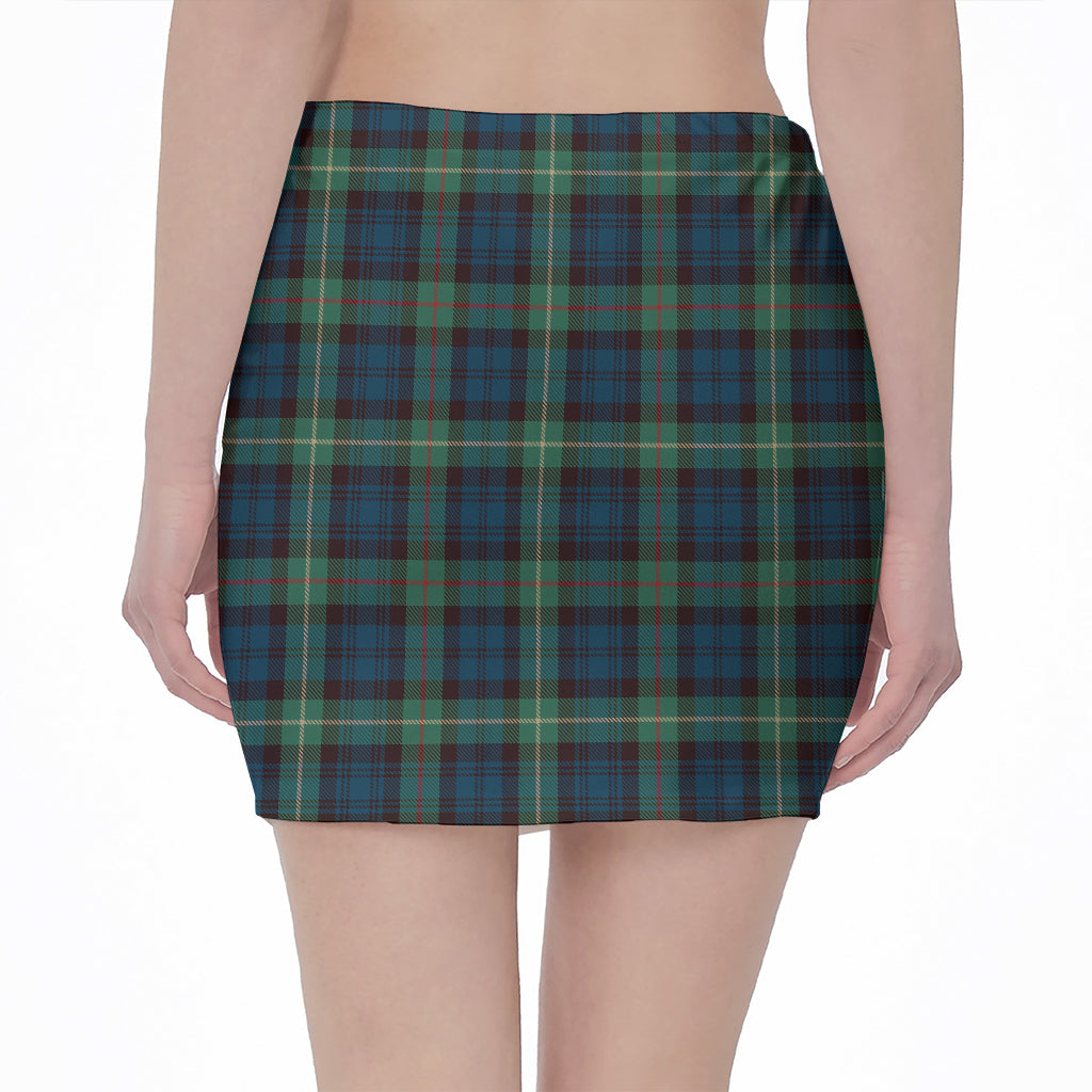 Irish Tartan Pattern Print Pencil Mini Skirt