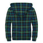 Irish Tartan Pattern Print Sherpa Lined Zip Up Hoodie
