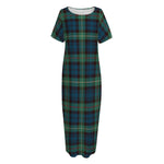 Irish Tartan Pattern Print Short Sleeve Long Nightdress