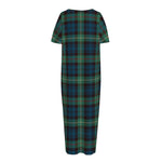 Irish Tartan Pattern Print Short Sleeve Long Nightdress