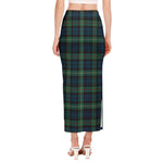 Irish Tartan Pattern Print Side Slit Maxi Skirt