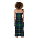 Irish Tartan Pattern Print Slim Fit Midi Cami Dress