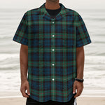 Irish Tartan Pattern Print Textured Short Sleeve Shirt