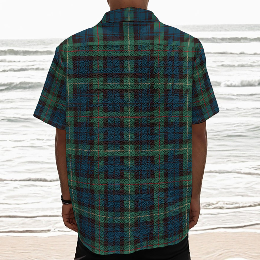 Irish Tartan Pattern Print Textured Short Sleeve Shirt