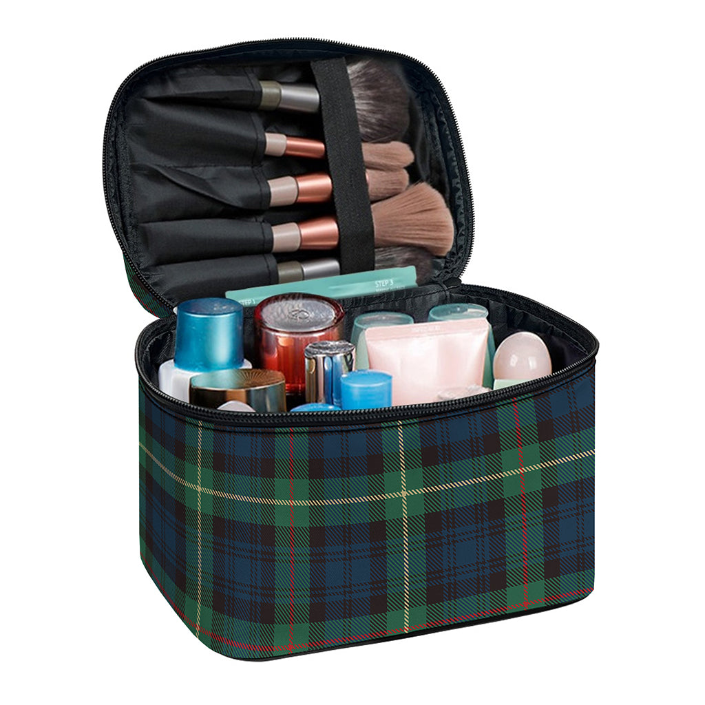 Irish Tartan Pattern Print Travel Makeup Bag