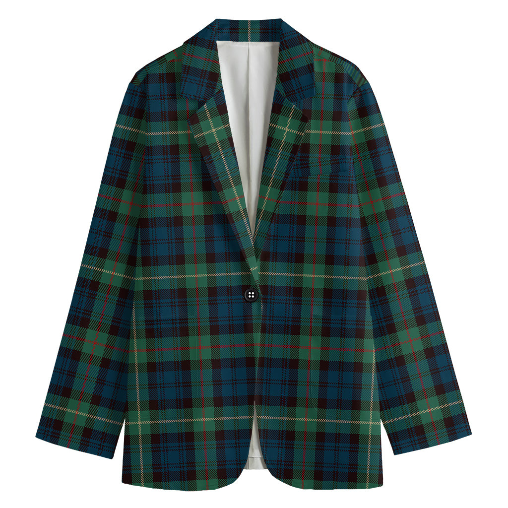Irish Tartan Pattern Print Women's Cotton Blazer