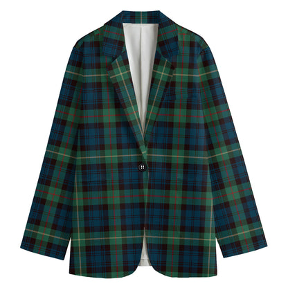 Irish Tartan Pattern Print Women's Cotton Blazer