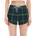 Irish Tartan Pattern Print Women's Split Running Shorts