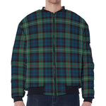 Irish Tartan Pattern Print Zip Sleeve Bomber Jacket