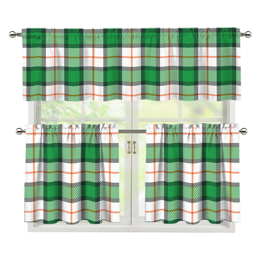 Irish Tartan St. Patrick's Day Print 3 Piece Kitchen Curtains