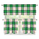 Irish Tartan St. Patrick's Day Print 3 Piece Kitchen Curtains