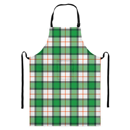 Irish Tartan St. Patrick's Day Print Bib Apron With Pocket