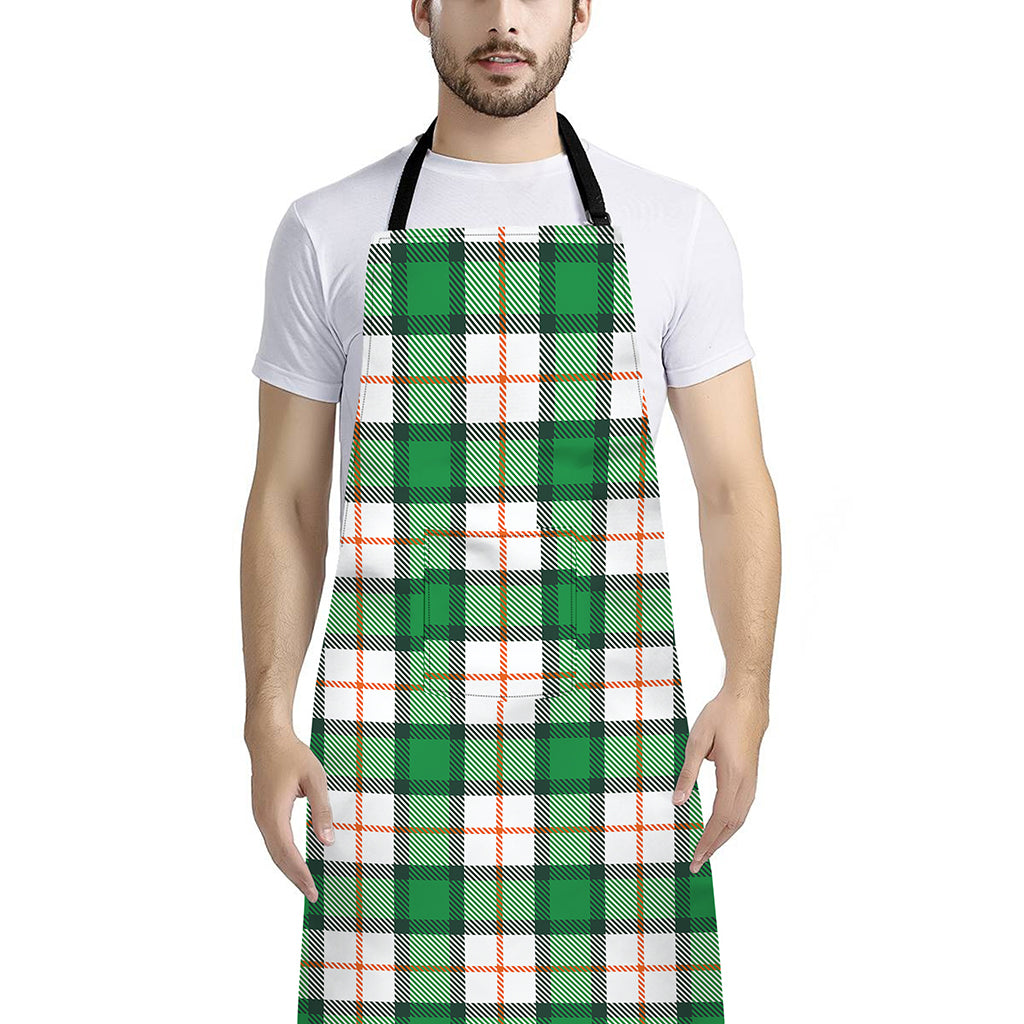 Irish Tartan St. Patrick's Day Print Bib Apron With Pocket