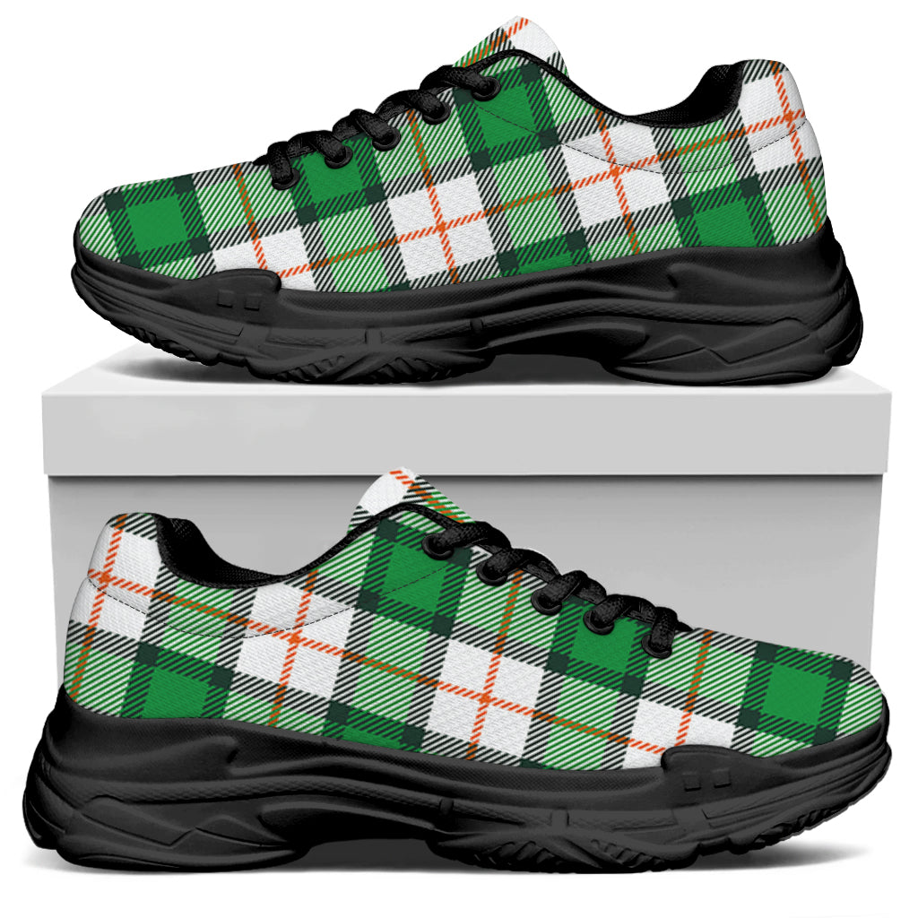 Irish Tartan St. Patrick's Day Print Black Chunky Shoes