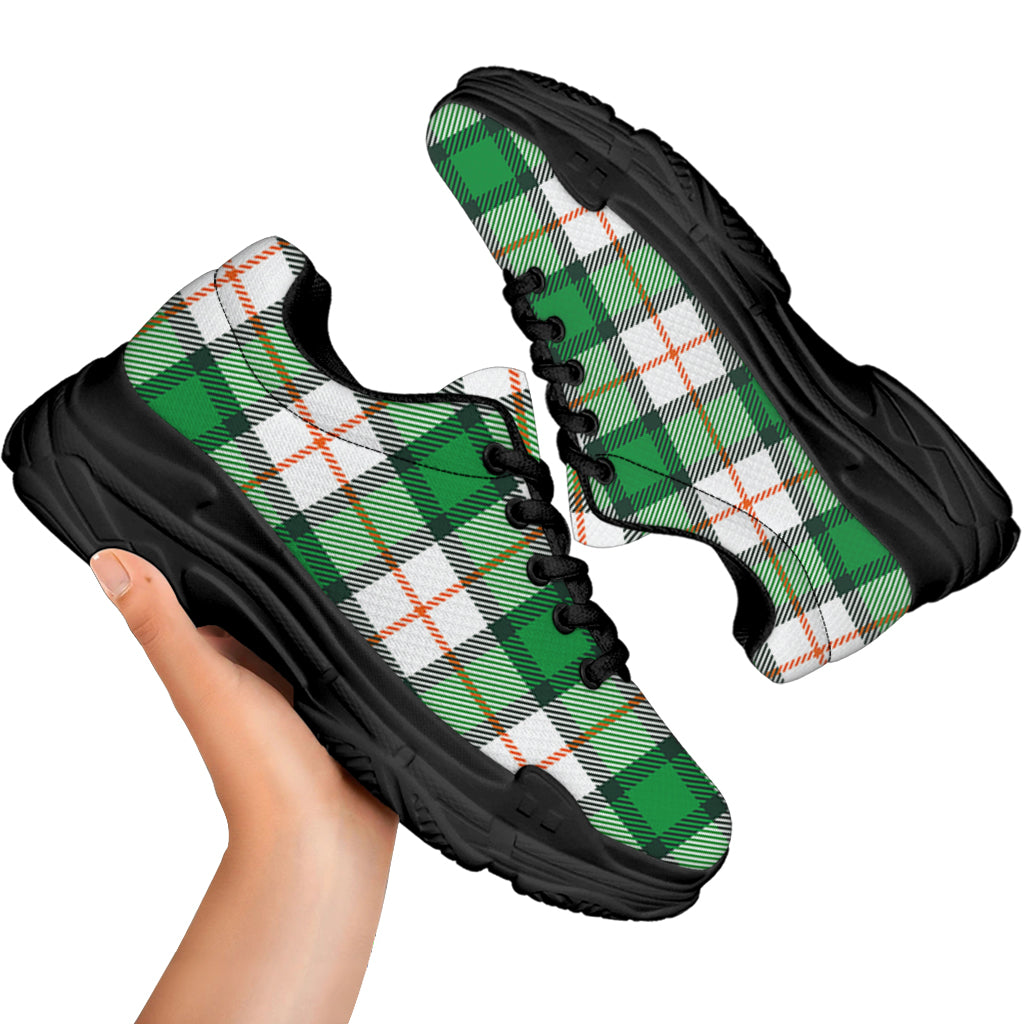 Irish Tartan St. Patrick's Day Print Black Chunky Shoes