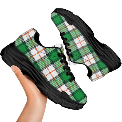 Irish Tartan St. Patrick's Day Print Black Chunky Shoes