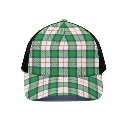 Irish Tartan St. Patrick's Day Print Black Mesh Trucker Cap