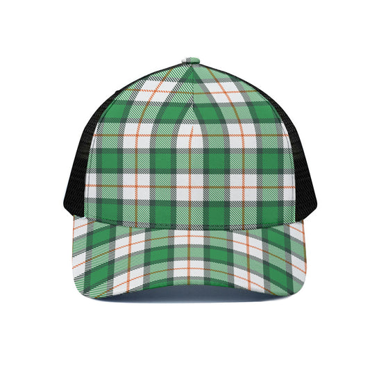 Irish Tartan St. Patrick's Day Print Black Mesh Trucker Cap