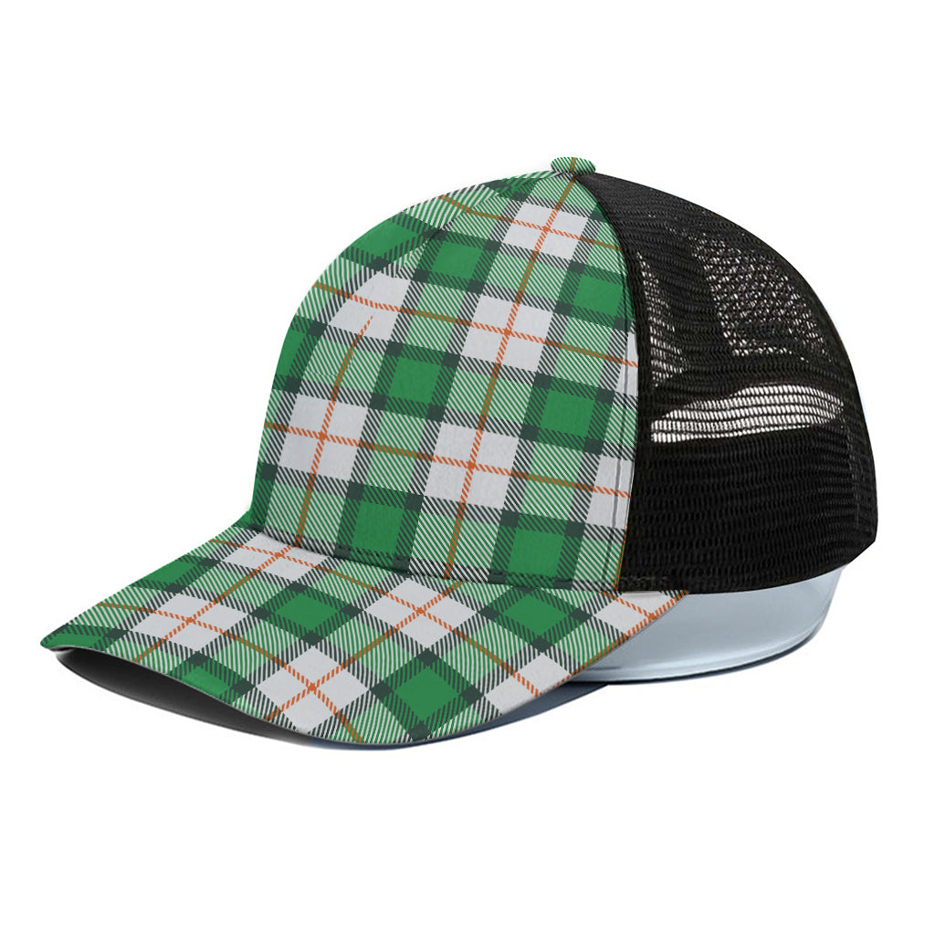Irish Tartan St. Patrick's Day Print Black Mesh Trucker Cap