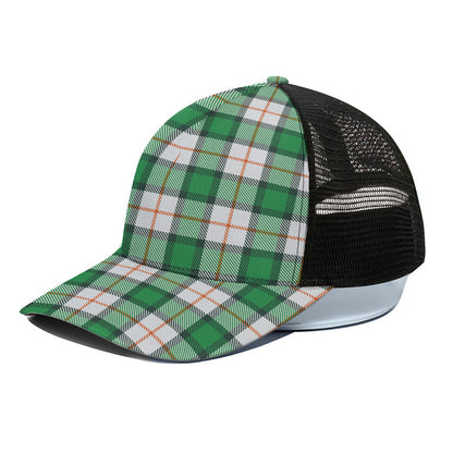 Irish Tartan St. Patrick's Day Print Black Mesh Trucker Cap