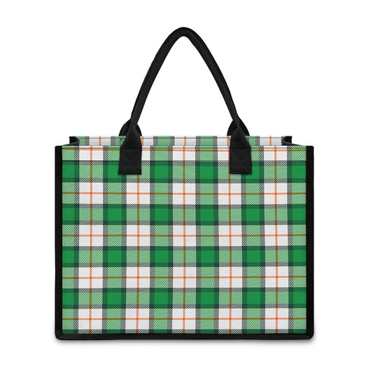 Irish Tartan St. Patrick's Day Print Canvas Tote Bag