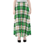 Irish Tartan St. Patrick's Day Print Chiffon Maxi Skirt