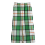 Irish Tartan St. Patrick's Day Print Cotton Front Slit Maxi Skirt
