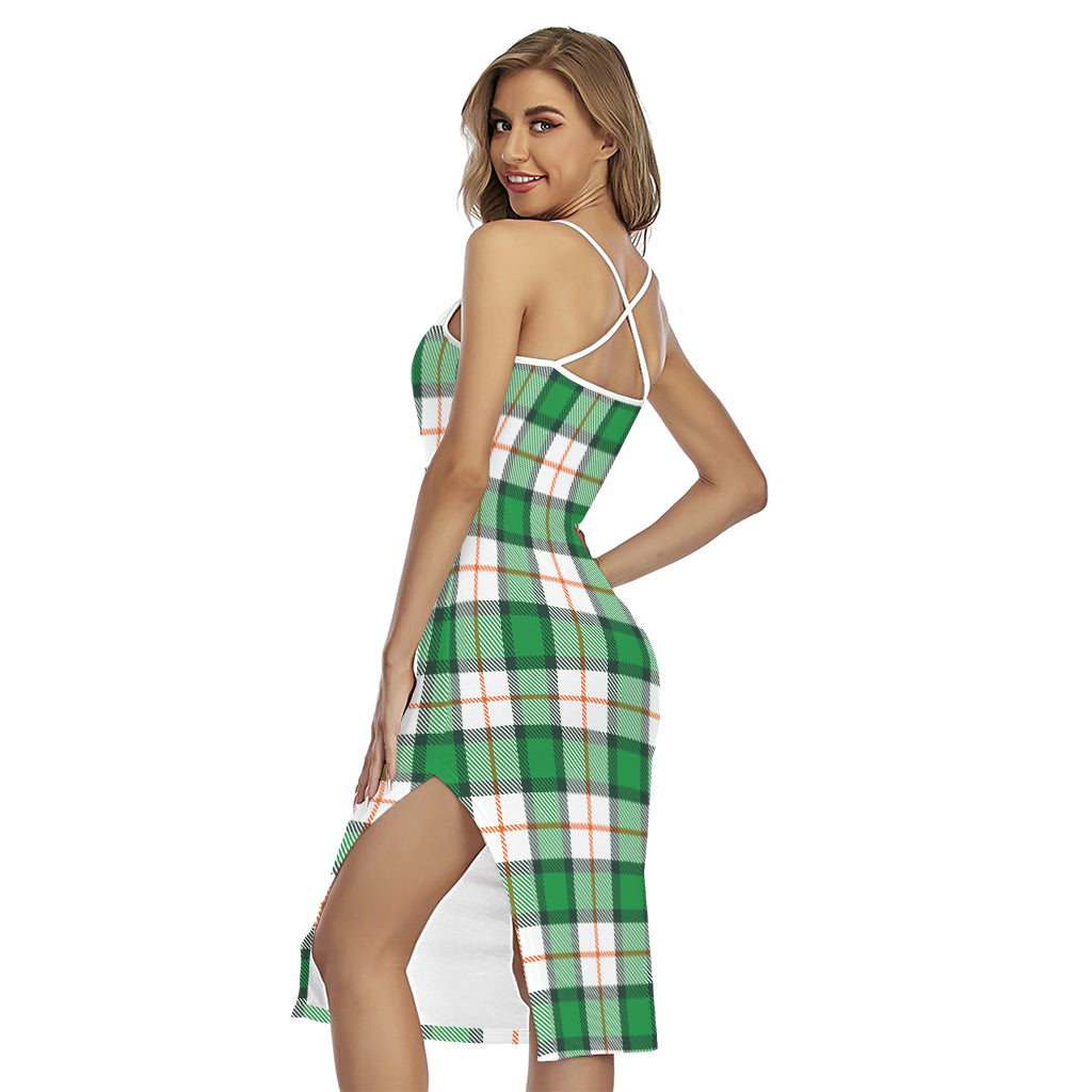 Irish Tartan St. Patrick's Day Print Cross Back Cami Dress