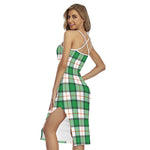 Irish Tartan St. Patrick's Day Print Cross Back Cami Dress