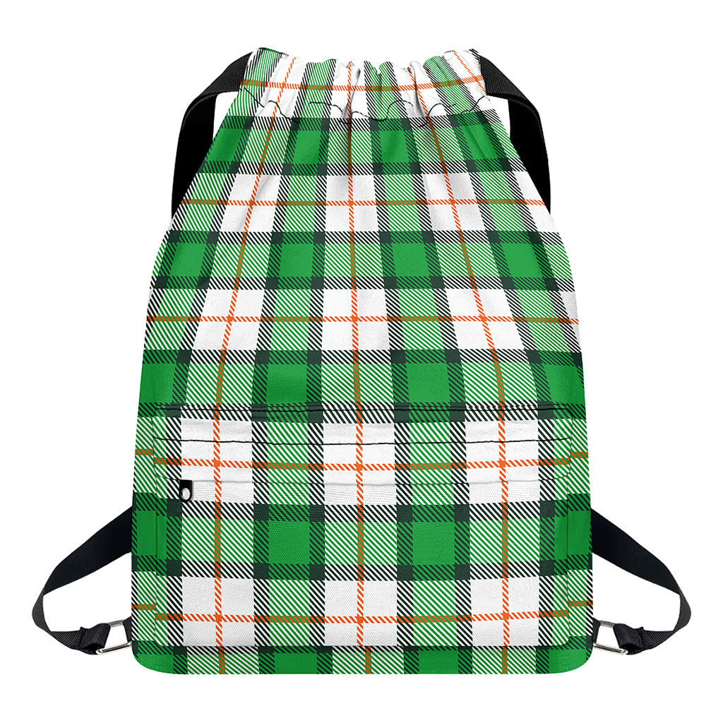 Irish Tartan St. Patrick's Day Print Drawstring Backpack